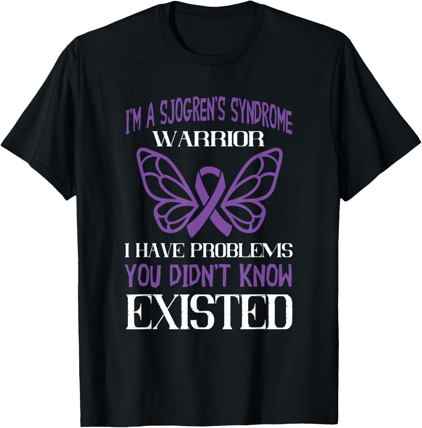 Dry Mouth Eye Glands SS Sjogrens Disorder Sjogrens Syndrome Awareness I Have Problems Violet Ribbon T-Shirt - T-Shirt | Black