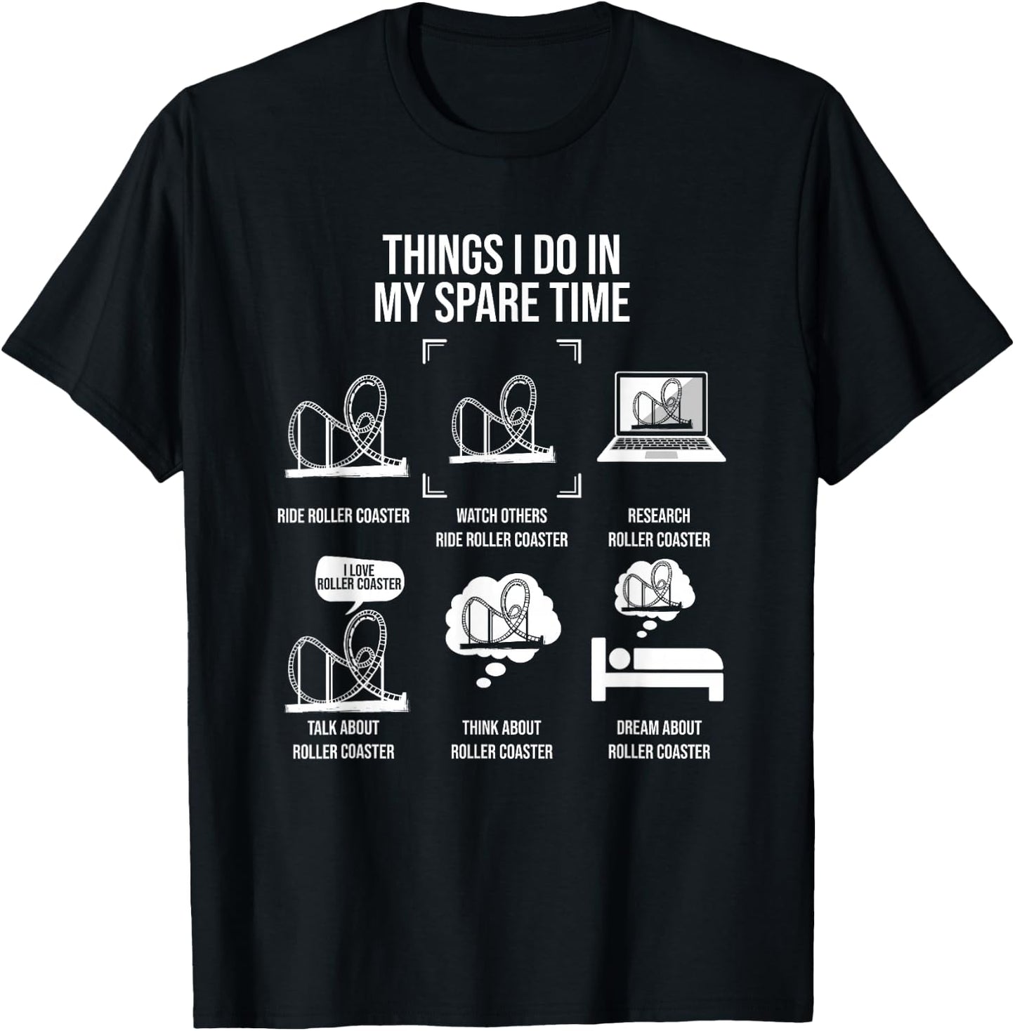 Things I Do in My Spare Time, Rollercoaster Theme Park T-Shirt - T-Shirt | Black