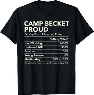 Camp Becket, Massachusetts Proud Nutrition Facts T-Shirt - T-Shirt | Black