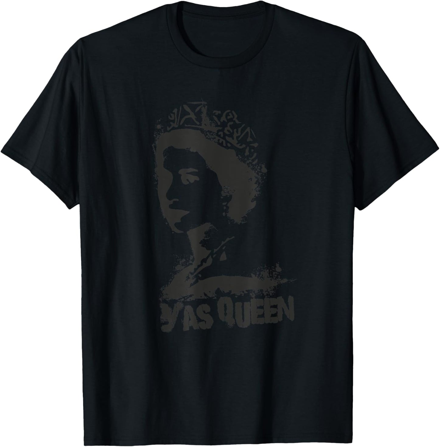 YAS QUEEN of England Tribute British Royal Funny Queen Meme T-Shirt - T-Shirt | Black