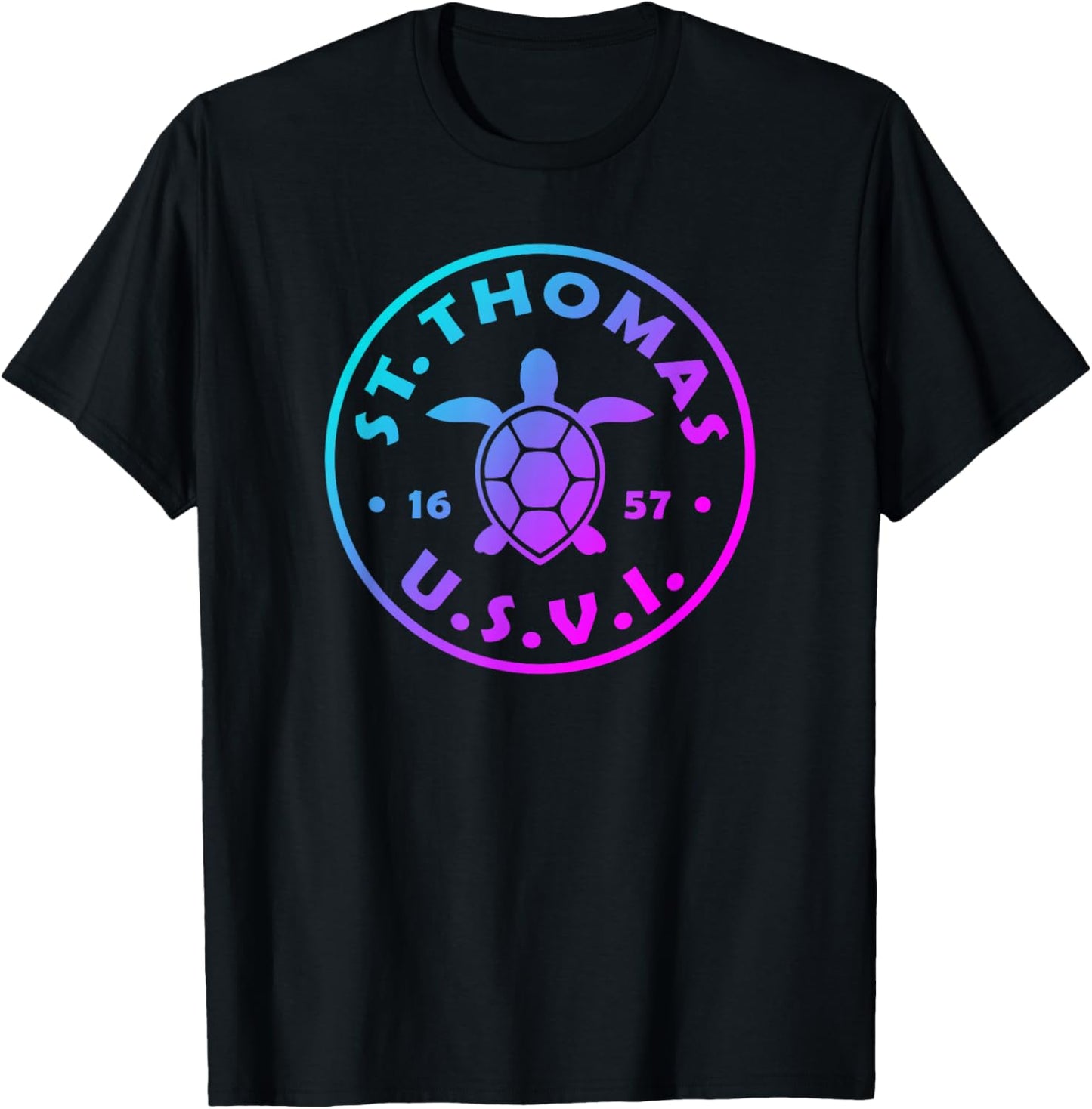 St Thomas USVI Sea Turtle Boys Girls Colorful Souvenir T-Shirt - T-Shirt | Black