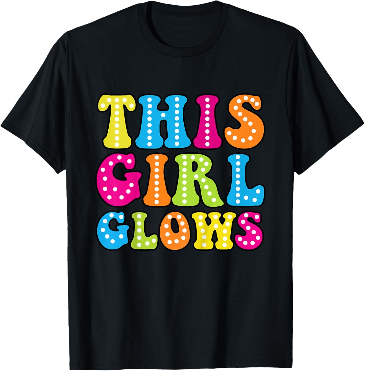This Girl Glows Cute Vintage & Girls - Retro 80s T-Shirt - T-Shirt | Black