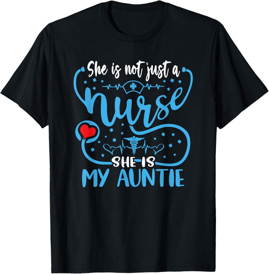 My Auntie Is A Nurse Proud Nurses Nephew Niece RN LPN Family T-Shirt - T-Shirt | Black