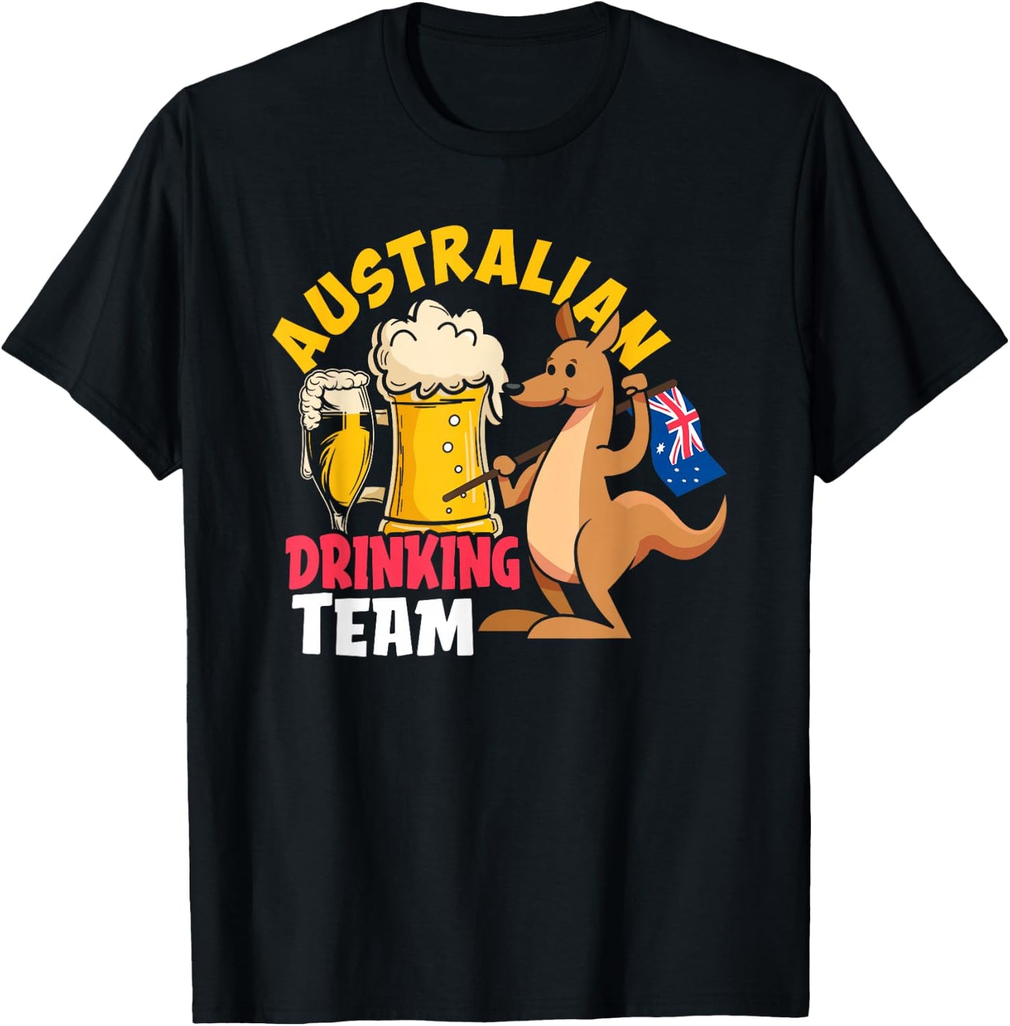 Australian Drinking Beer Team Funny Australia Day T-Shirt - T-Shirt | Black