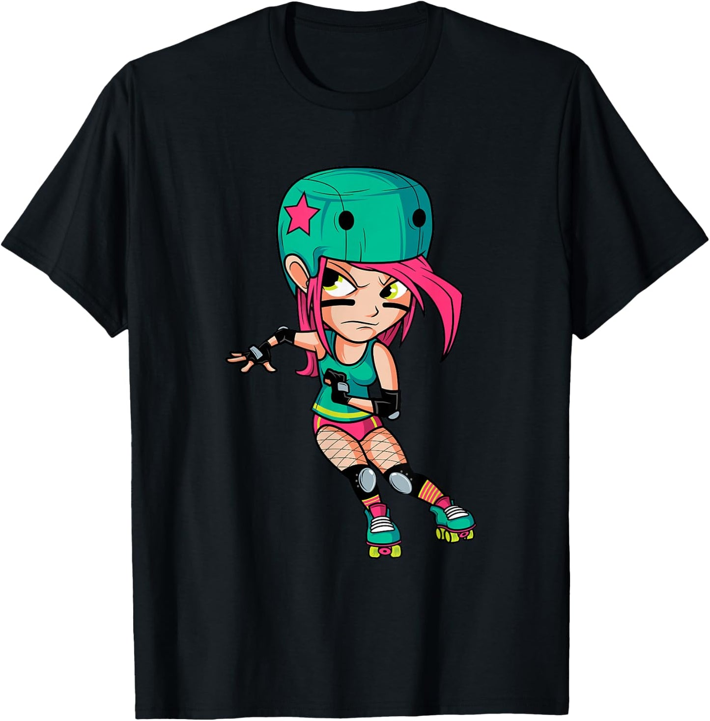 Funny Roller Derby Girl 70s 80s Skating Skater Women Gifts T-Shirt - T-Shirt | Black