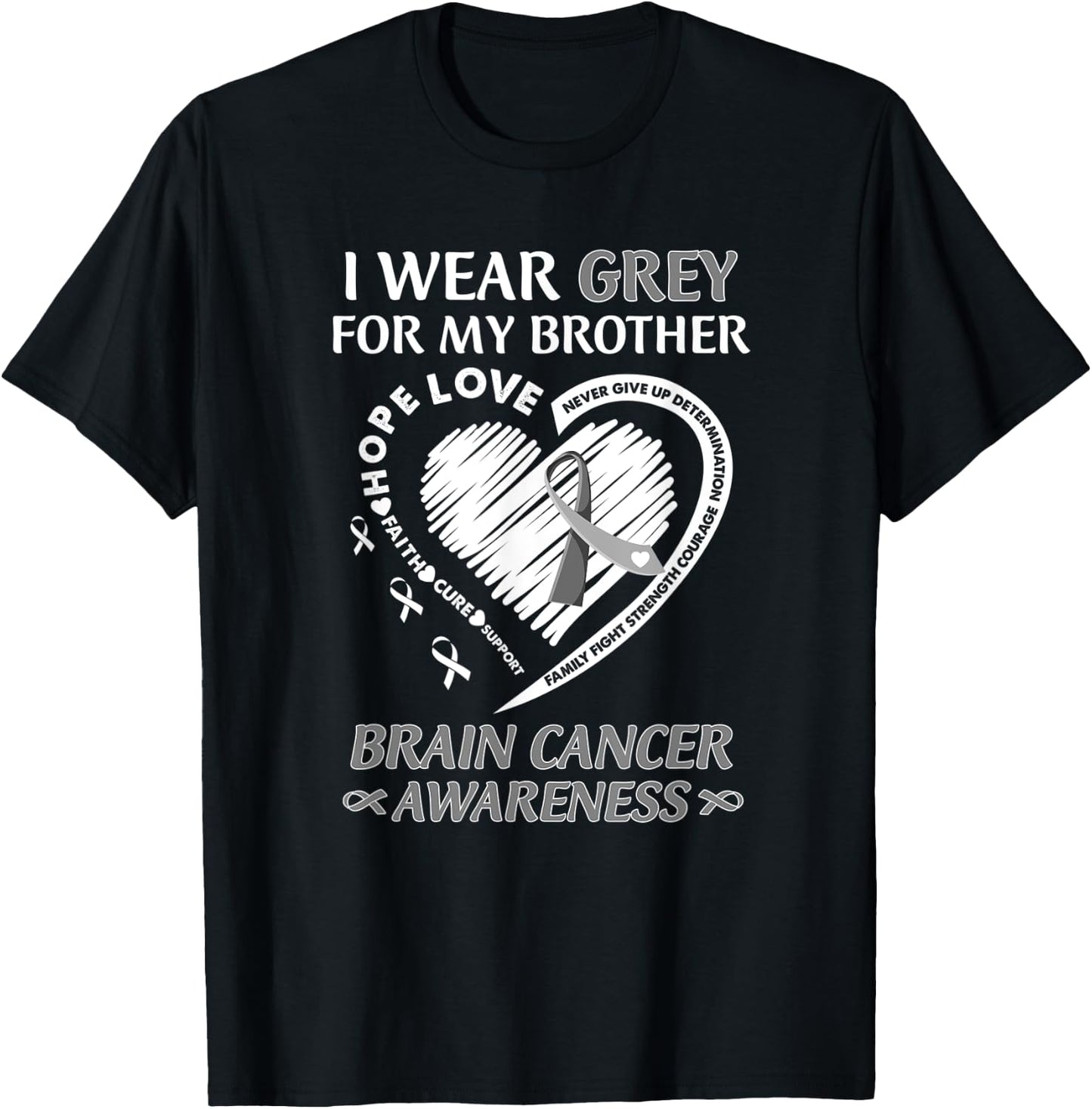 In May I Wear Grey For My Brother Brain Cancer Awareness T-Shirt - T-Shirt | Black