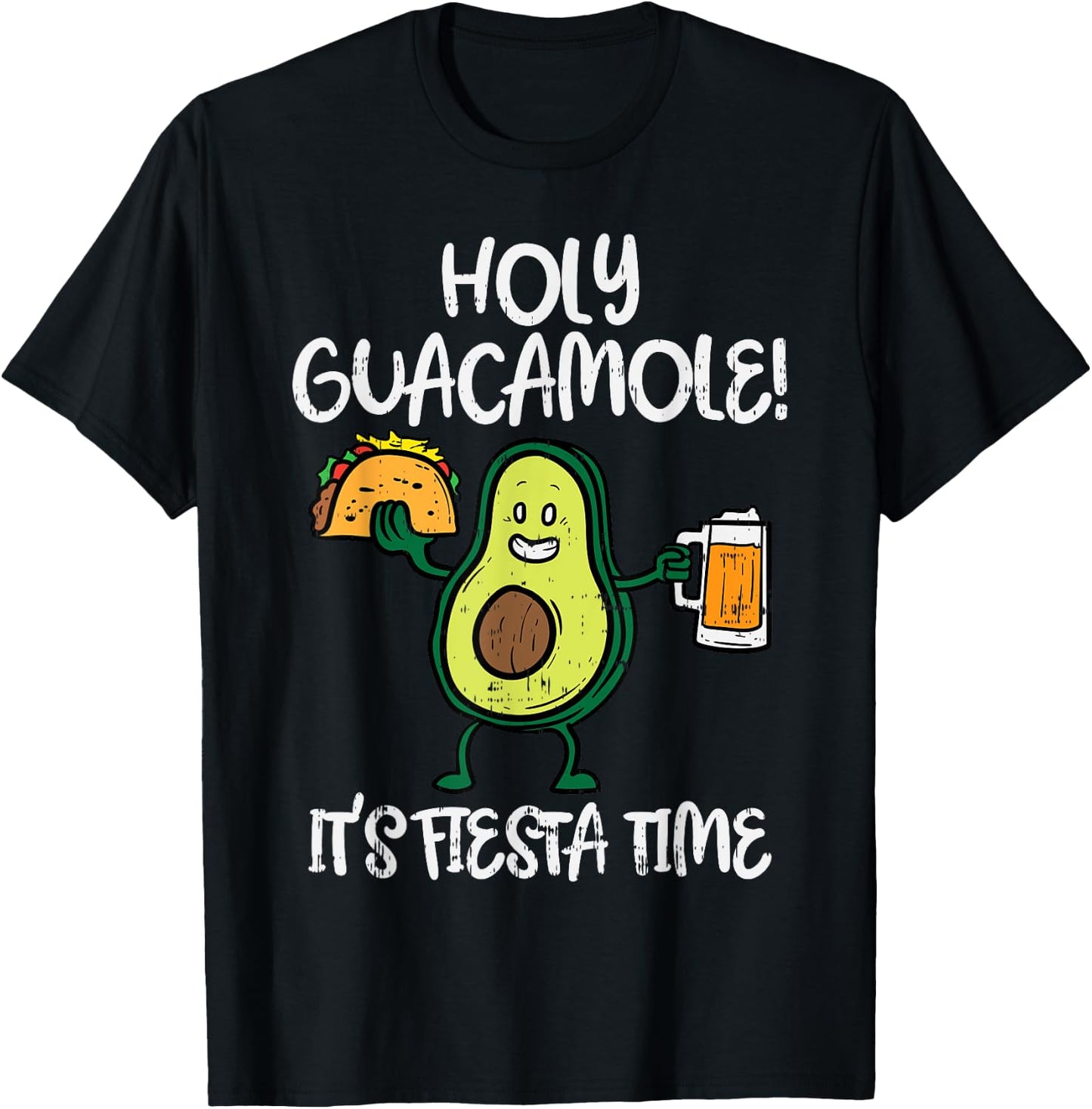 Holy Guacamole Fiesta Avocado Beer Taco Cinco De Mayo T-Shirt - T-Shirt | Black