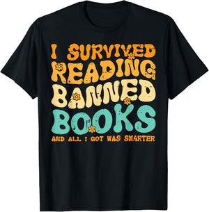 I Survived Reading Banned Books Read Librarian Men Women T-Shirt - T-Shirt | Black