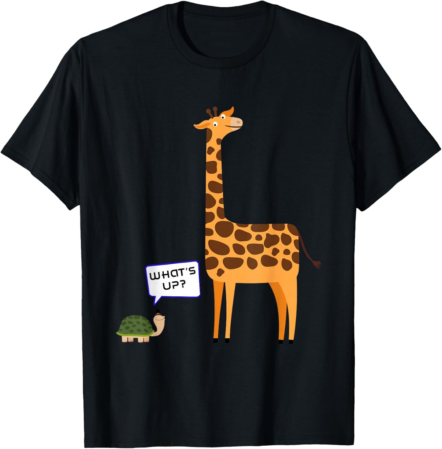What's Up? Funny Turtle and Giraffe gift T-Shirt - T-Shirt | Black