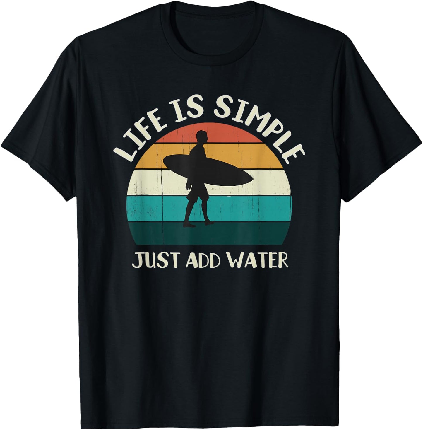 Retro Just Add Water: Sunset Surfer, Vintage Surfing T-Shirt - T-Shirt | Black