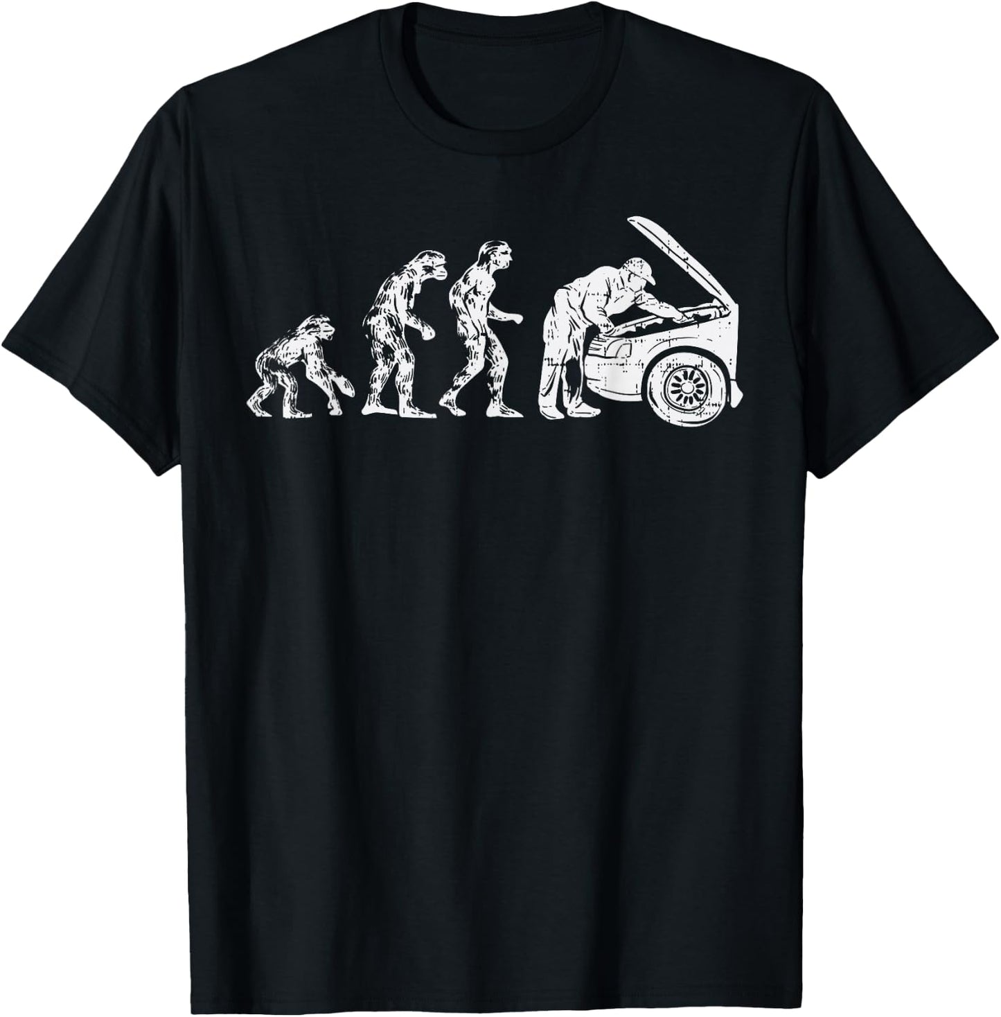 Human Evolution Car Mechanic Funny Automotive Dad Men Gift T-Shirt - T-Shirt | Black