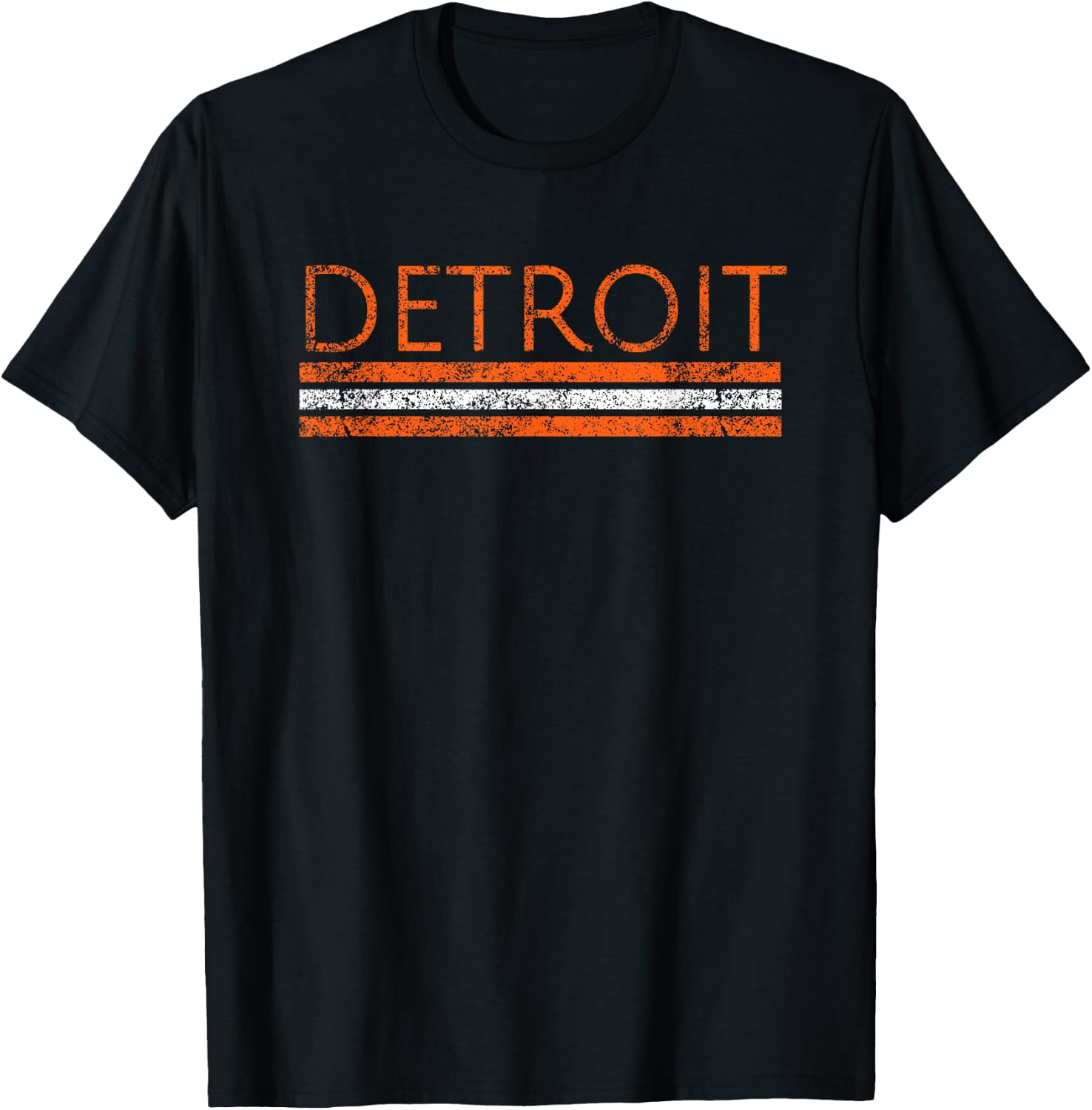 Detroit Michigan Retro Vintage Weathered Stripe Throwback T-Shirt - T-Shirt | Black
