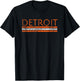 Detroit Michigan Retro Vintage Weathered Stripe Throwback T-Shirt - T-Shirt | Black