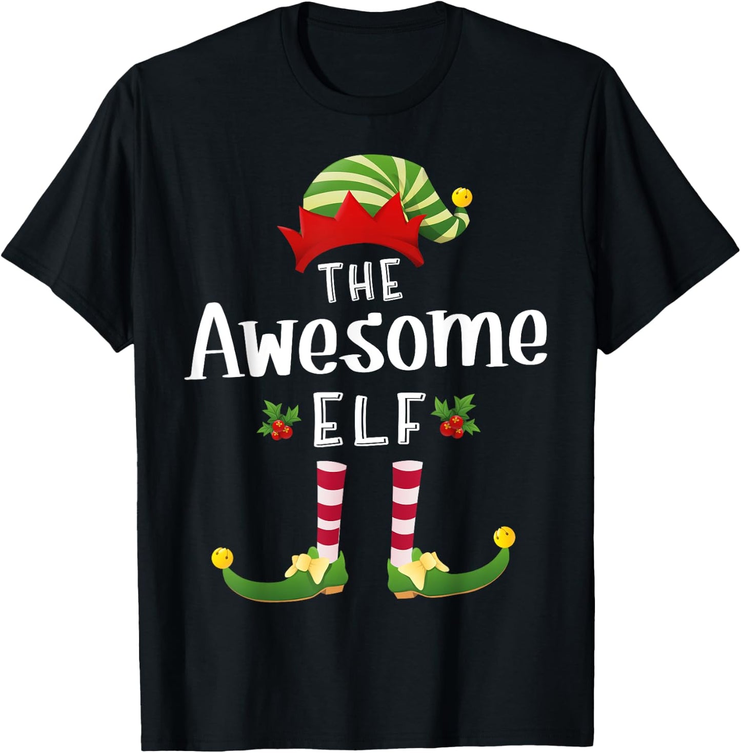 Awesome Christmas Elf Matching Pajama X-Mas Party T-Shirt - T-Shirt | Black