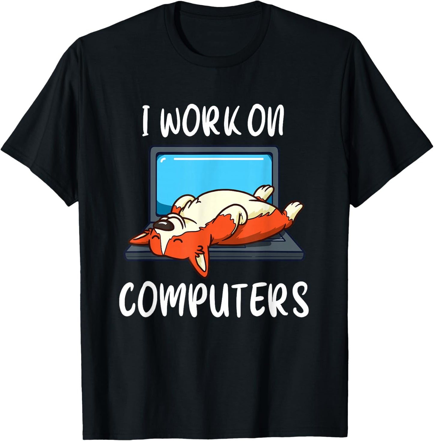 Funny Corgi Programmer Coding Shirt Work From Home Tech Gift T-Shirt - T-Shirt | Black