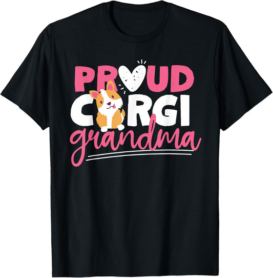 Proud Corgi Grandma T-Shirt - T-Shirt | Black