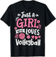 Volleyball Girl Just A Girl Who Loves Volleyball T-Shirt - T-Shirt | Black