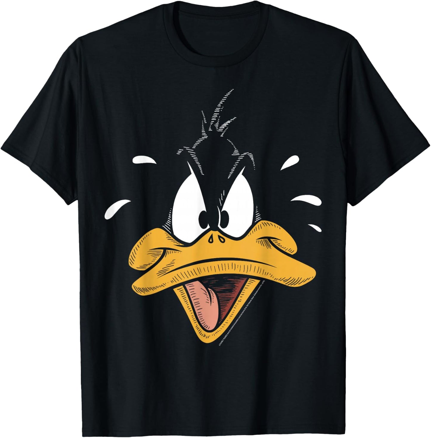 Looney Tunes Daffy Duck Sketched Big Face T-Shirt - T-Shirt | Black