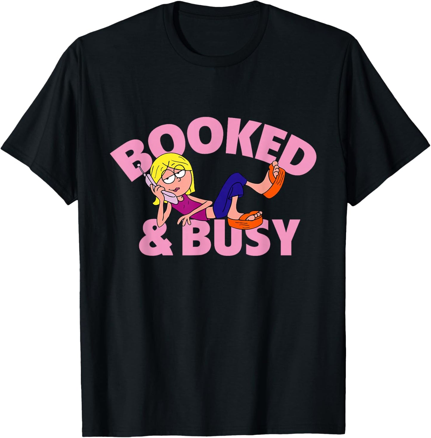 Disney Channel Lizzie McGuire Animated Lizzie Booked & Busy T-Shirt - T-Shirt | Black