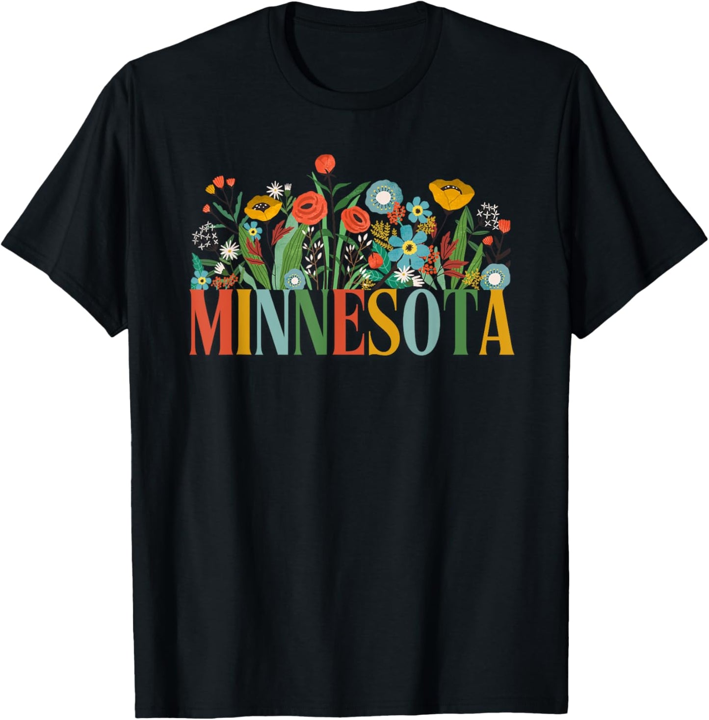 Minnesota Floral Vacation Group Matching T-Shirt - T-Shirt | Black