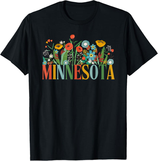 Minnesota Floral Vacation Group Matching T-Shirt - T-Shirt | Black