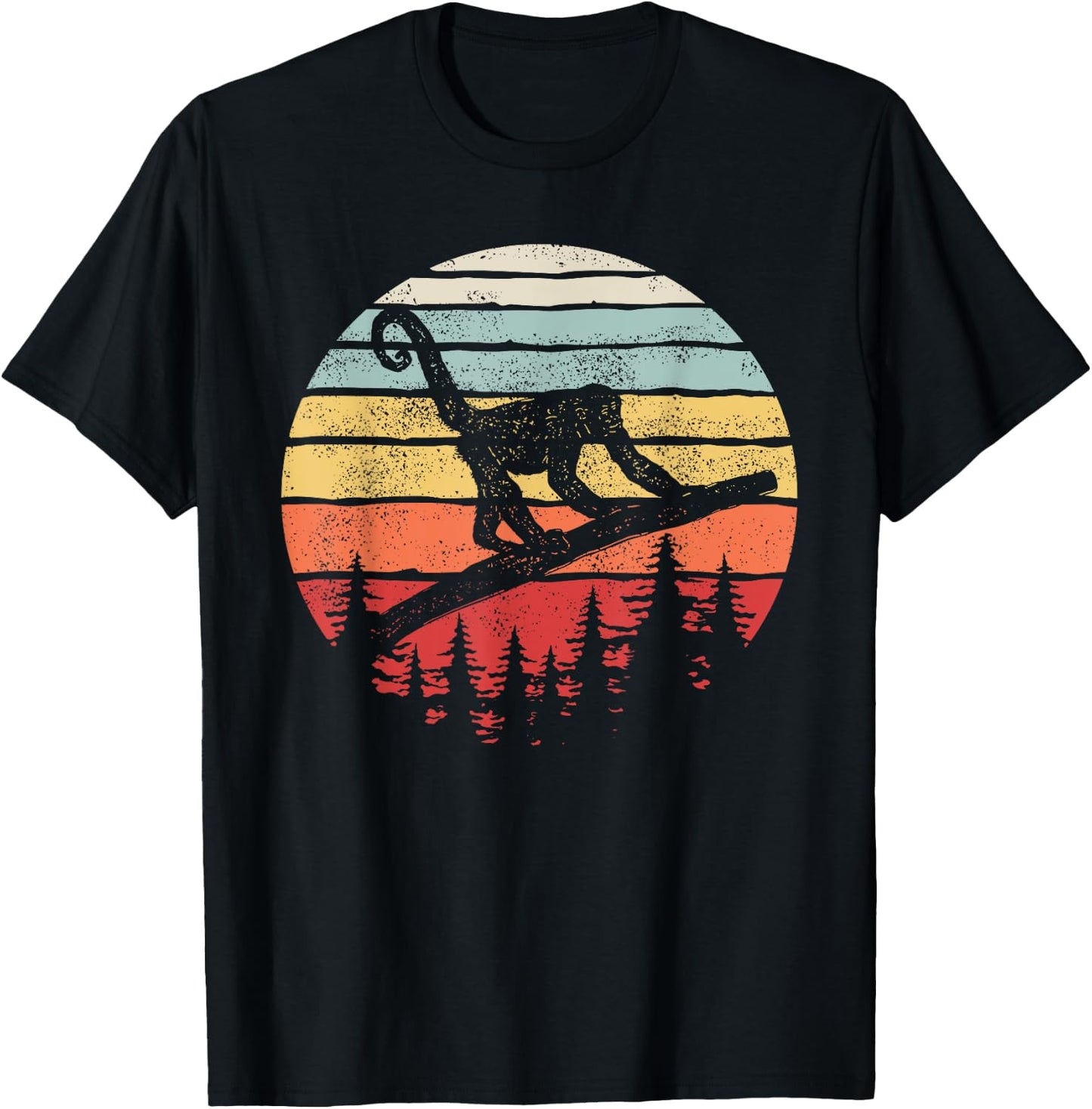 Vintage Retro Woolly Monkey T-Shirt - T-Shirt | Black
