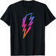 Multicolor Lightnings Powerful Distressed Bolts T-Shirt - T-Shirt | Black