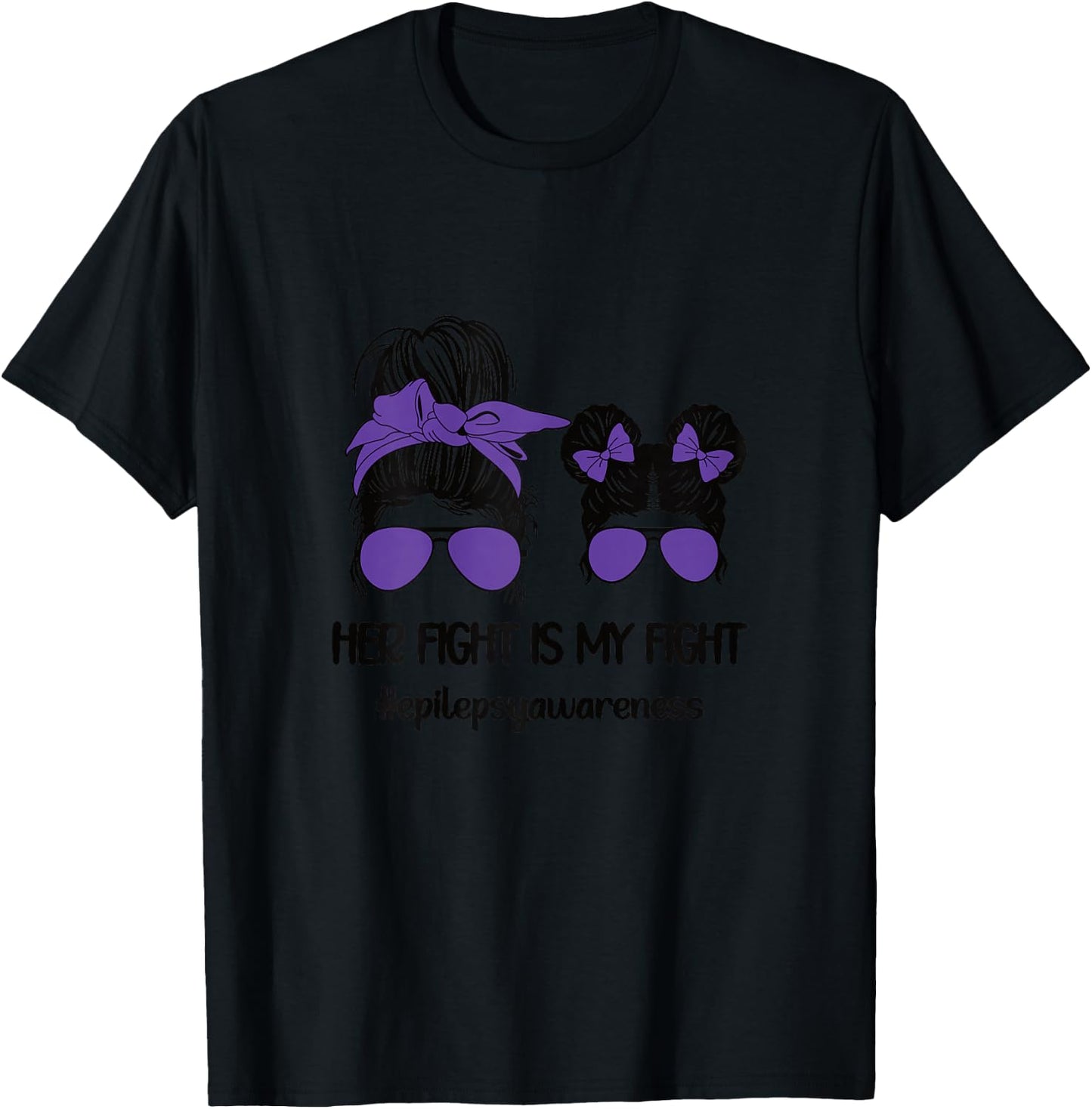 Her Fight is My Fight | Epilepsy Survivor Purple Ribbon T-Shirt - T-Shirt | Black