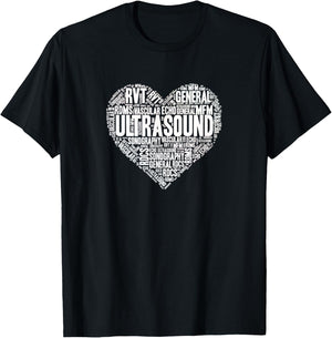 Ultrasound Tech Sonographer Radiology Sonography Heart 2 T-Shirt - T-Shirt | Black