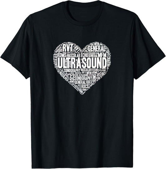 Ultrasound Tech Sonographer Radiology Sonography Heart 2 T-Shirt - T-Shirt | Black