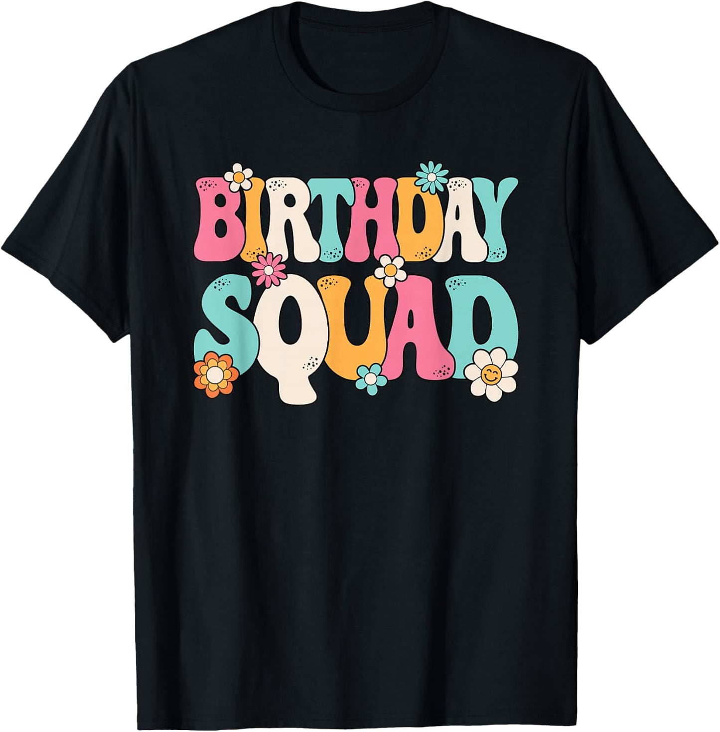 Groovy Birthday Squad Men Women Boys Girls Teens Kids T-Shirt - T-Shirt | Black