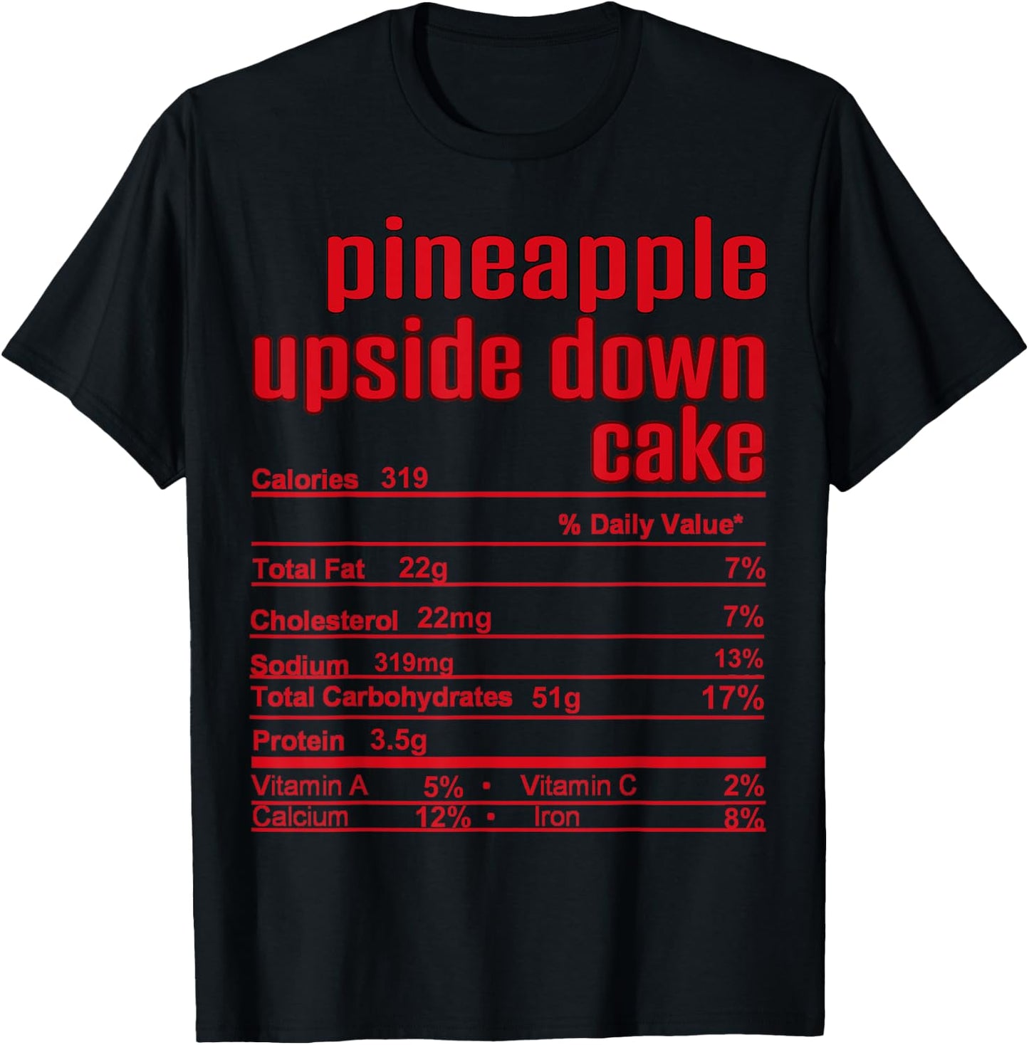 Thanksgiving Christmas Pineapple Upside Down Nutrition Fact T-Shirt - T-Shirt | Black