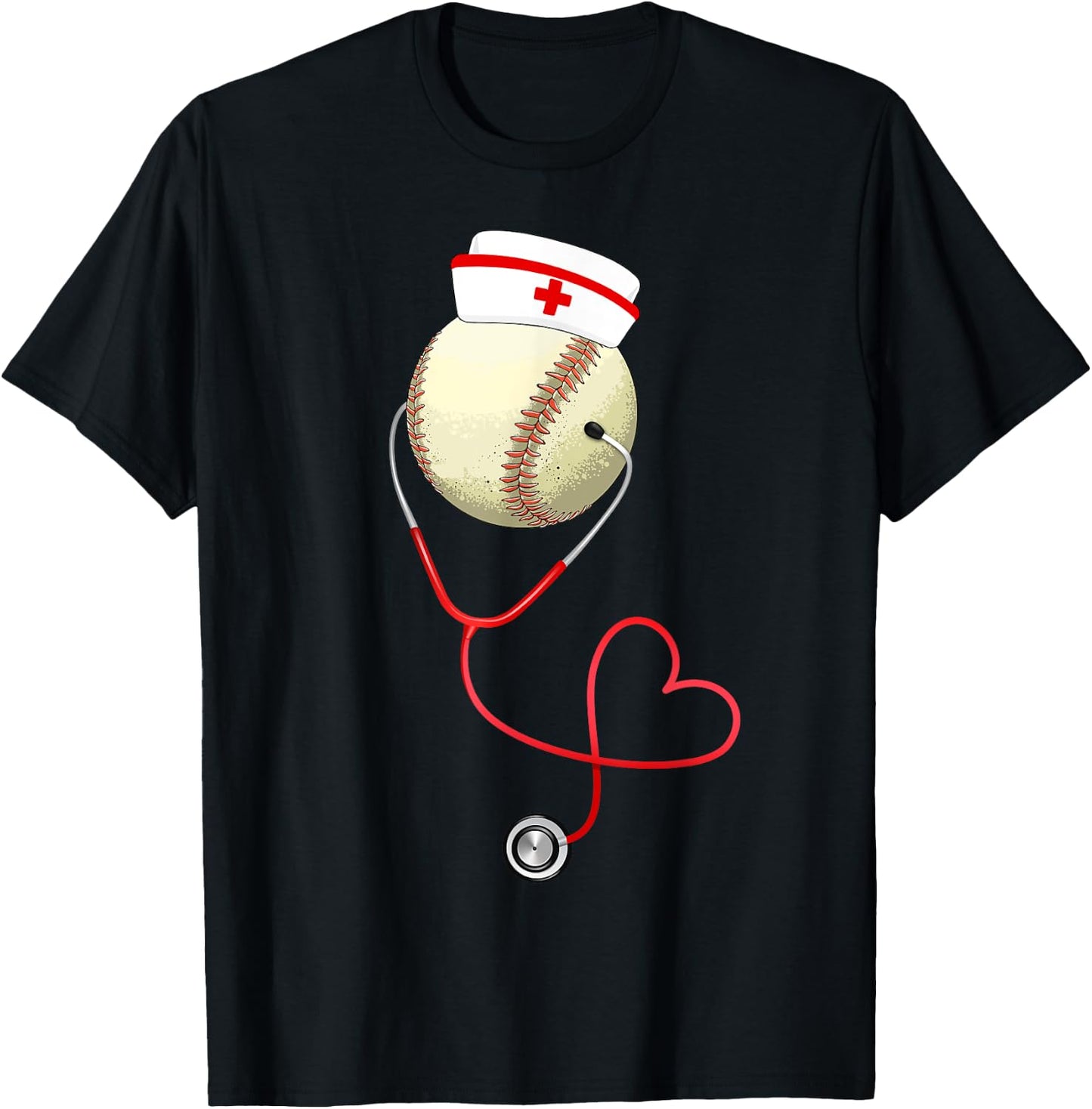 Baseball Nursing Funny For Nurse's Day Sports Medical Lover T-Shirt - T-Shirt | Black