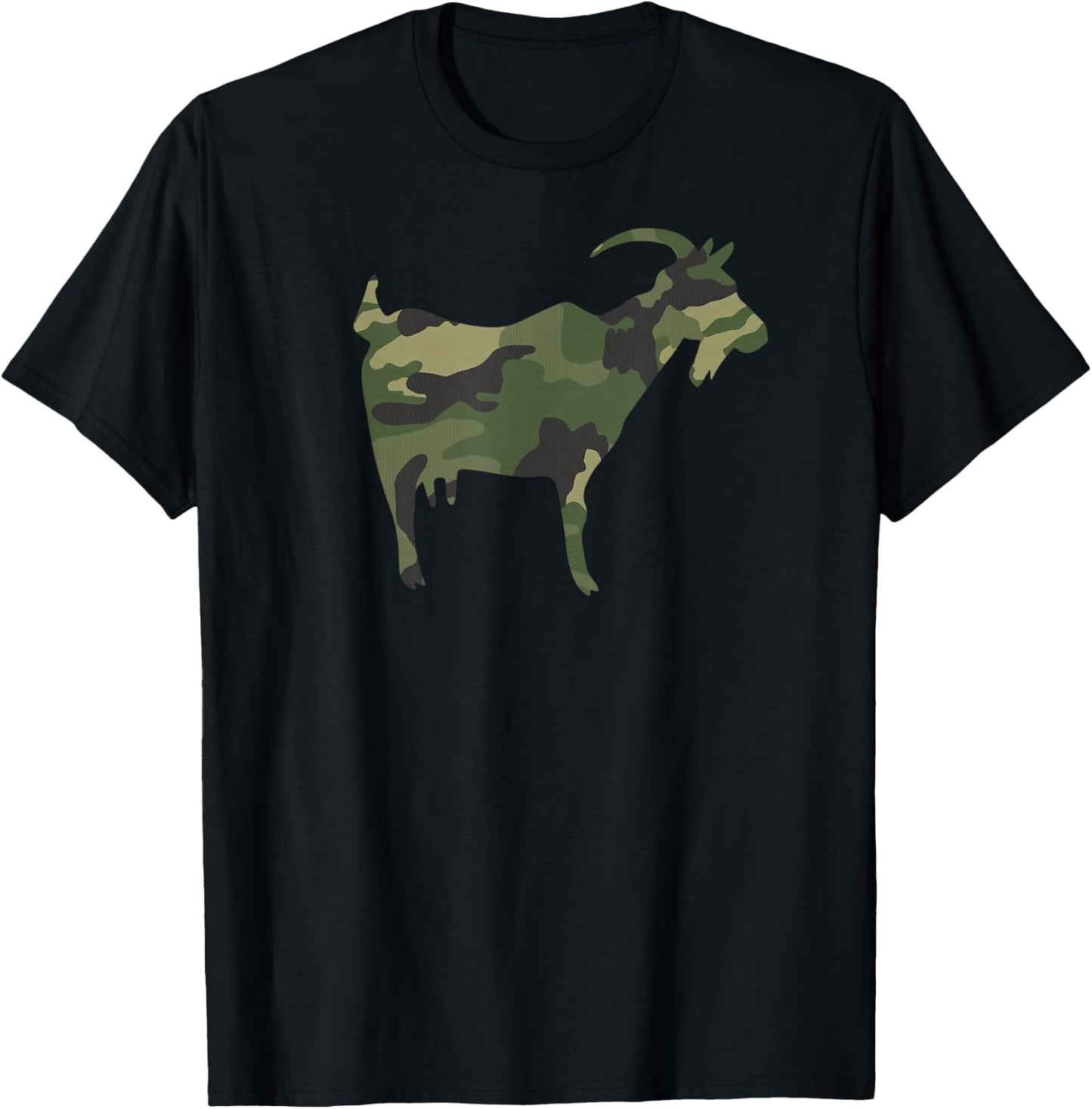 Camo Goat Funny Camouflage Pattern Army Colours Farm T-Shirt - T-Shirt | Black