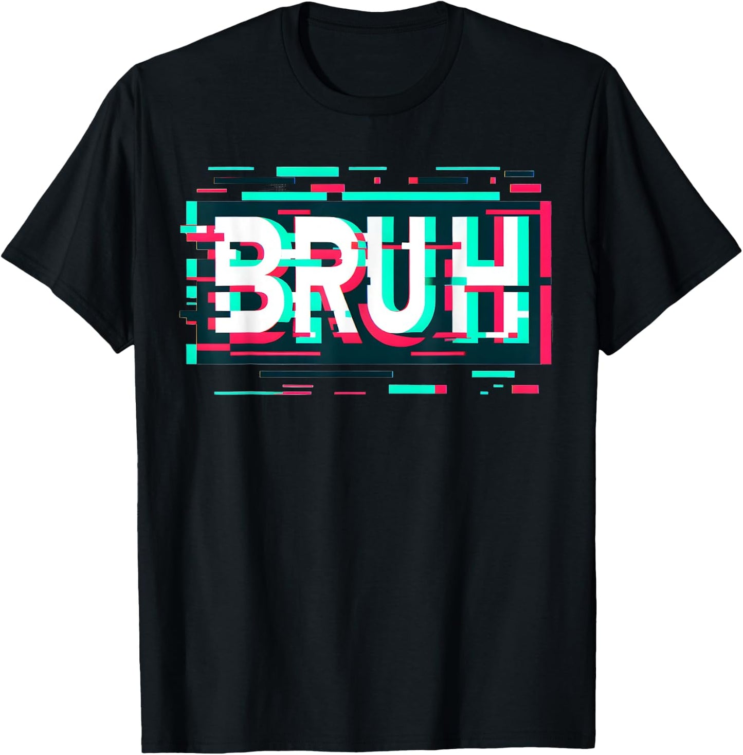 Glitch Aesthetic Gamer Bruh Meme Boys Funny Saying T-Shirt - T-Shirt | Black
