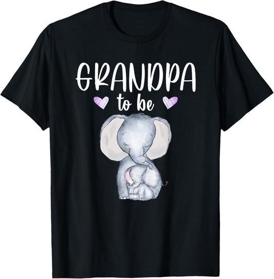Grandpa To Be Elephant Baby Shower Future Grandpa T-Shirt - T-Shirt | Black