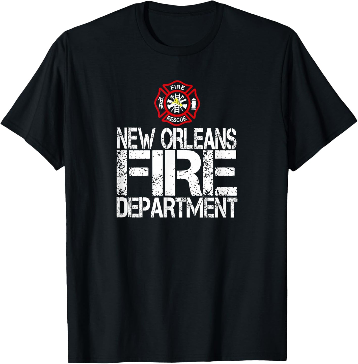 New Orleans Fire Dept with Florian Cross Family Kids Adults T-Shirt - T-Shirt | Black