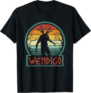 Retro Wendigo - Cool Vintage Skinwalker Cryptid Monster T-Shirt - T-Shirt | Black