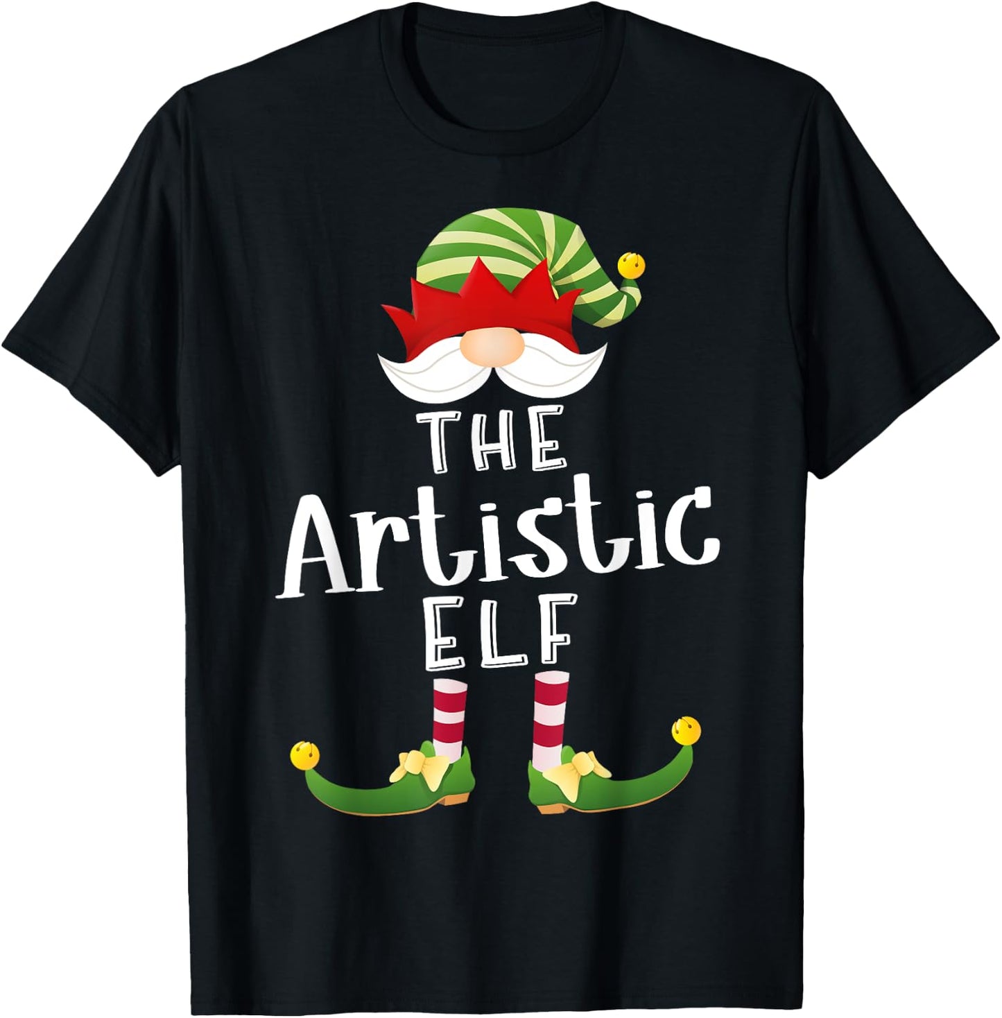 Artistic Elf Group Christmas Funny Pajama Party T-Shirt - T-Shirt | Black