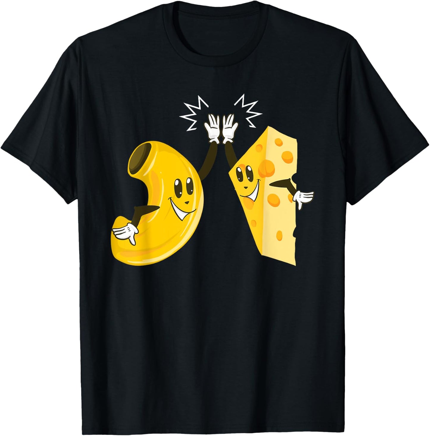 Funny Macaroni And Cheese High 5 | Cool Pasta Lover Mac Gift T-Shirt - T-Shirt | Black