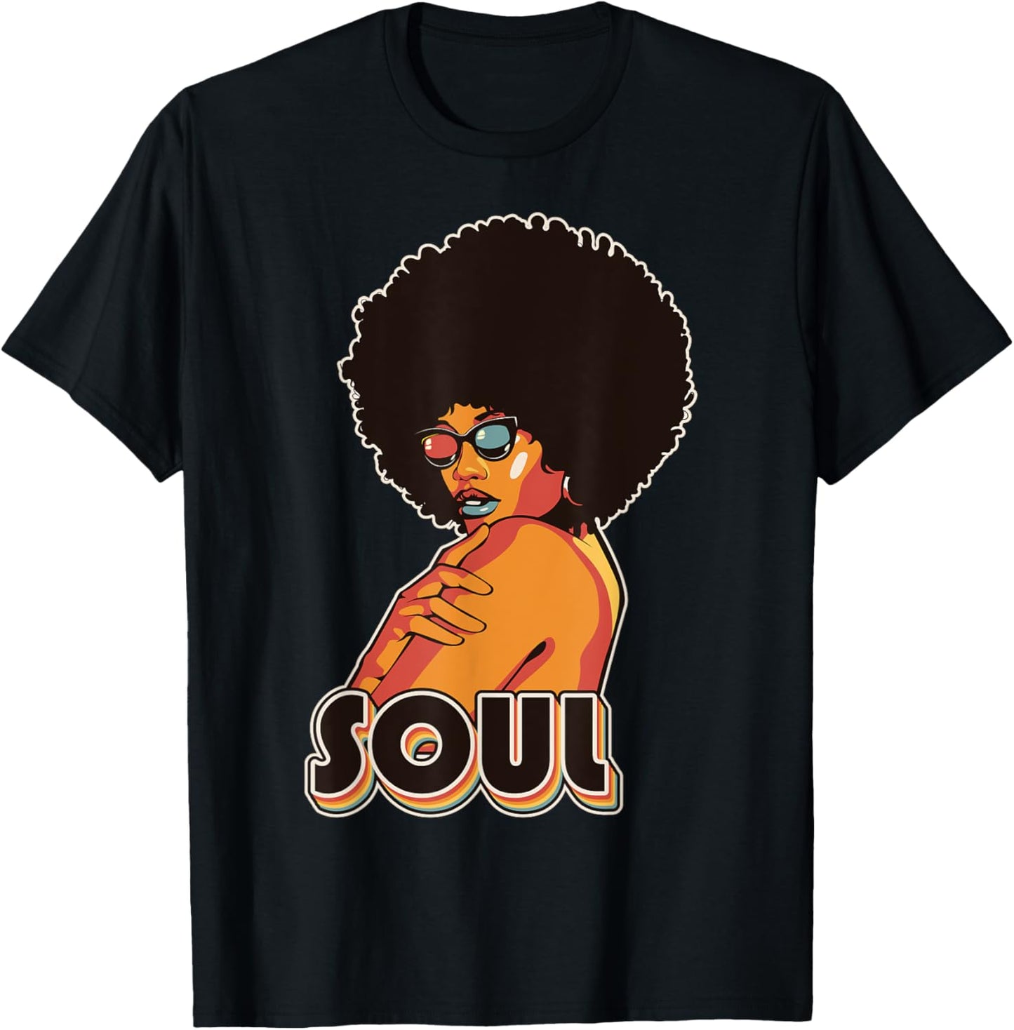Artsy Funk Vintage 70s Costume Afro Soul Music Fan T-Shirt - T-Shirt | Black