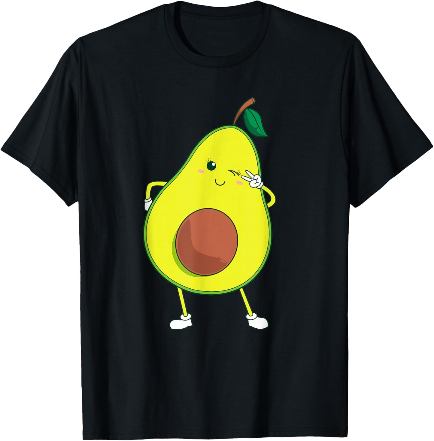 Cute Avocado Art For Kids Men Women Funny Winking Fruit T-Shirt - T-Shirt | Black