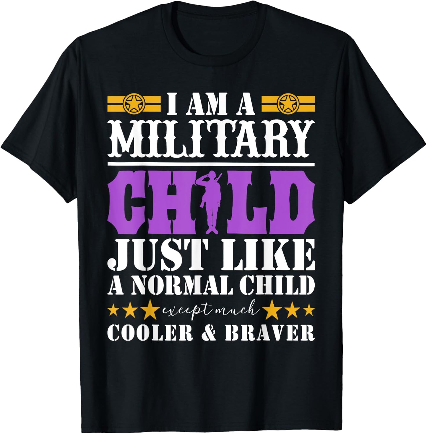 I Am A Military Child Purple Up For Military Child Month T-Shirt - T-Shirt | Black