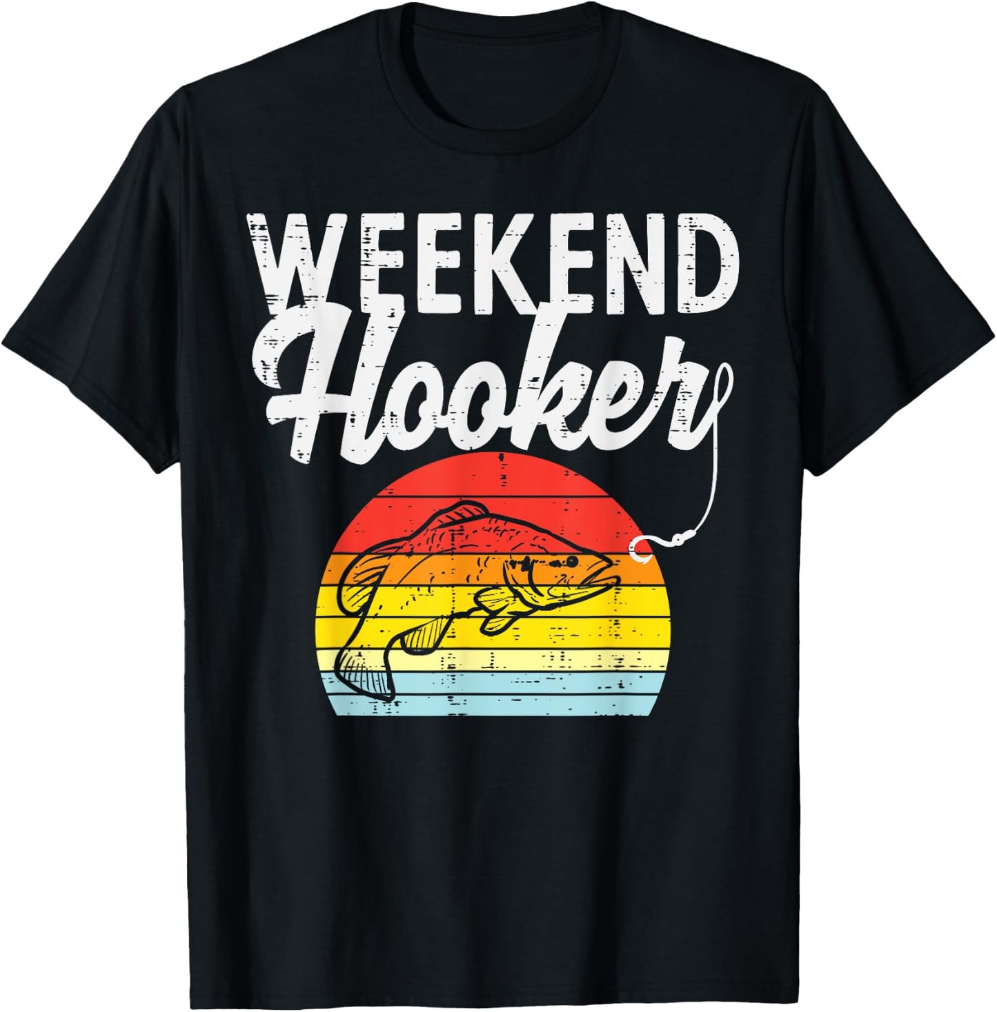 Weekend Hook Retro Bass Fish Fishing Fisherman Men Gift T-Shirt - T-Shirt | Black