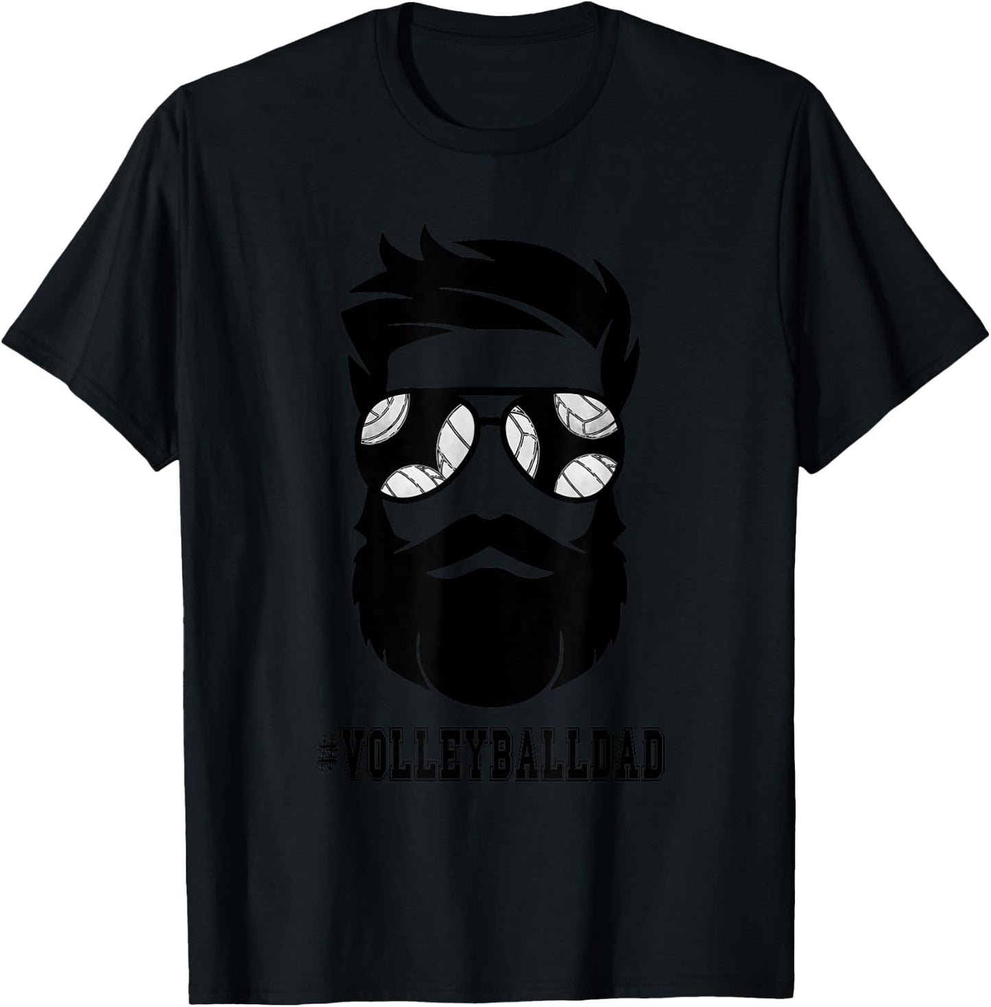 Volleyball Dad With Beard And Cool Sunglasses T-Shirt - T-Shirt | Black