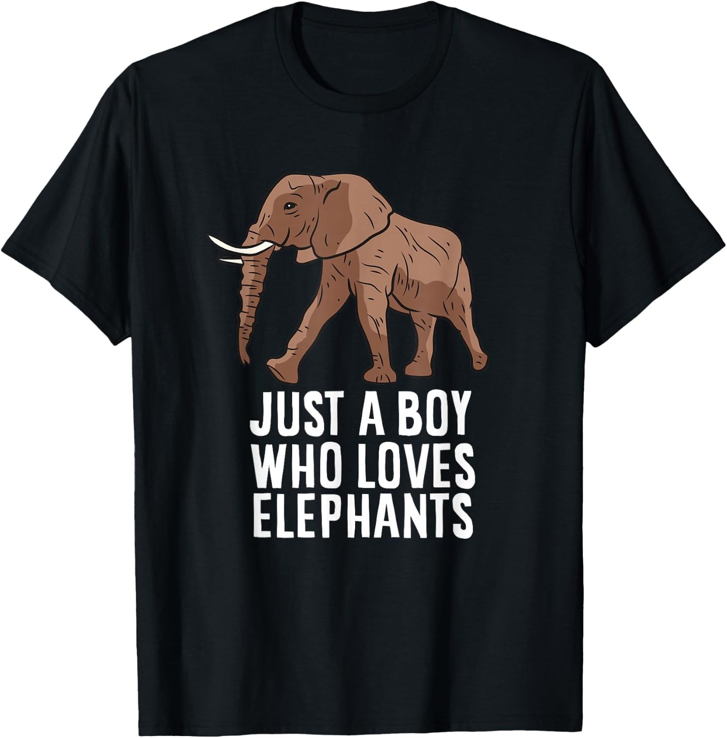 Just a Boy Who Loves Elephants Funny Elephant T-Shirt - T-Shirt | Black