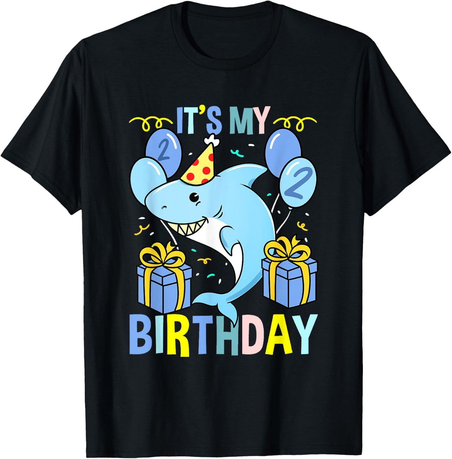 Shark Its My 2nd Birthday T-Shirt - T-Shirt | Black
