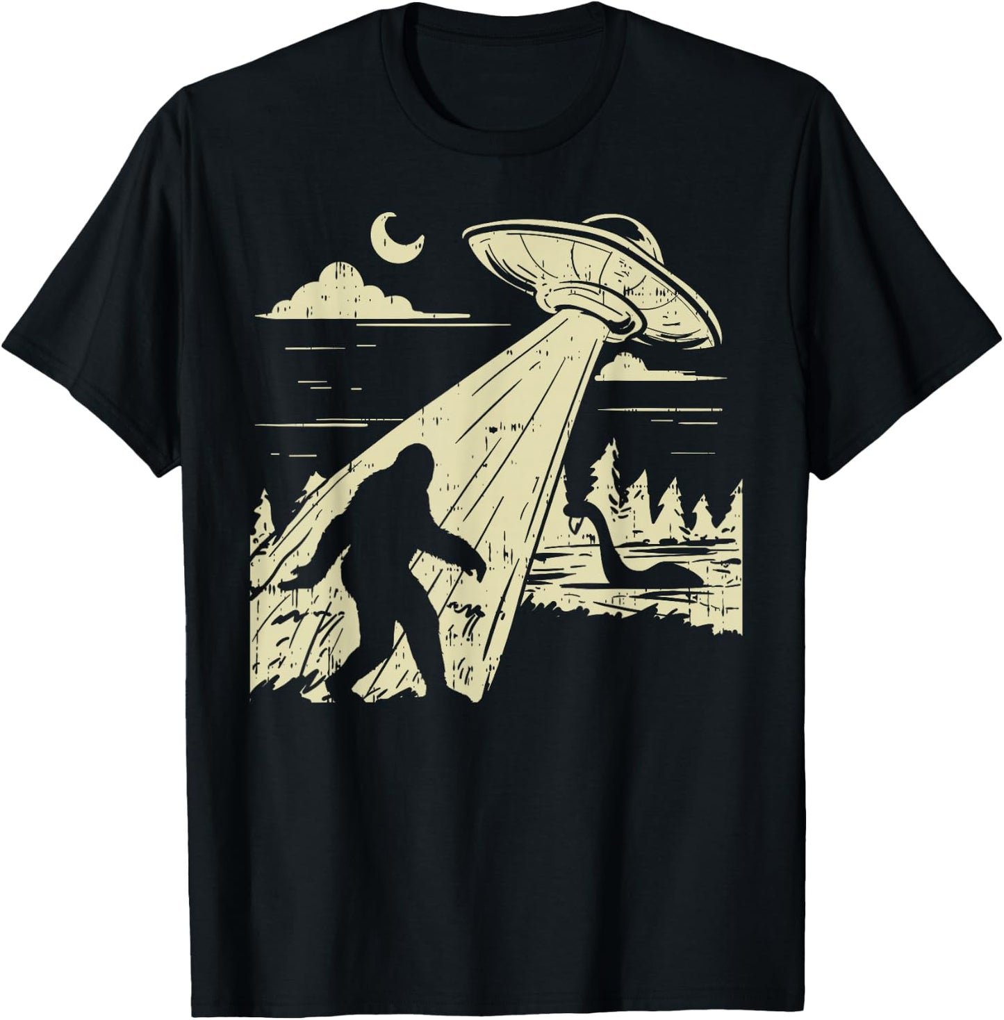 UFO Bigfoot Sasquatch Lochness Monster Funny Believe Gift T-Shirt - T-Shirt | Black