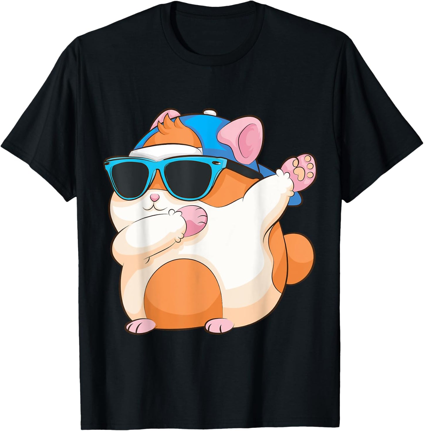 Cute Dabbing Hamster | Funny Famous Dab Dance Pose Pet Gift T-Shirt - T-Shirt | Black