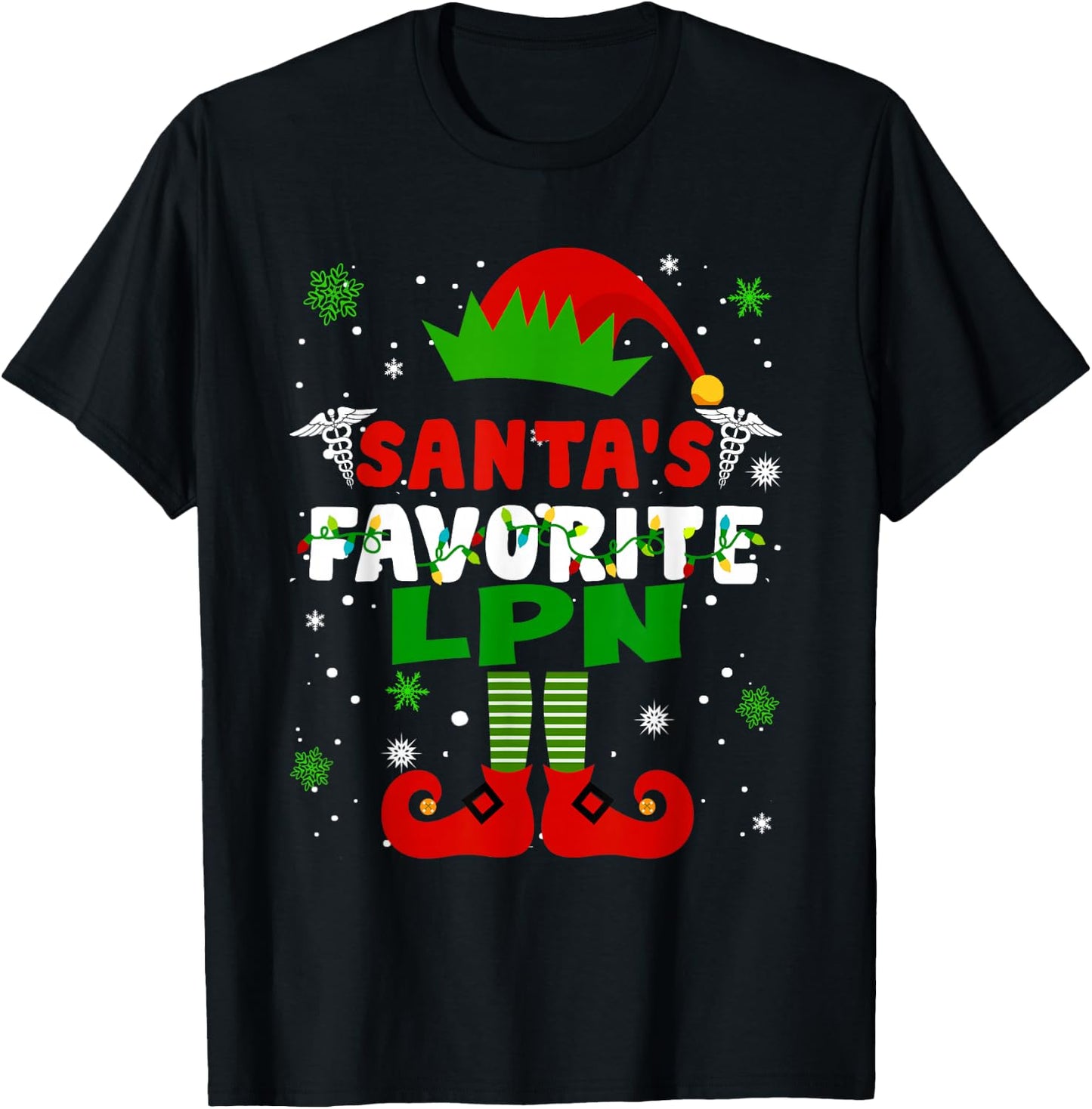 Santa's Favorite LPN Funny Christmas Gifts T-Shirt - T-Shirt | Black